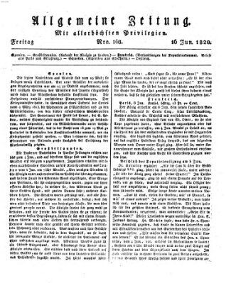 Allgemeine Zeitung Freitag 16. Juni 1820