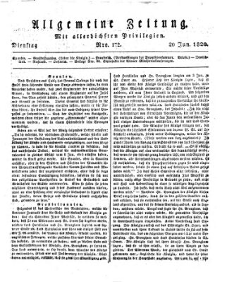 Allgemeine Zeitung Dienstag 20. Juni 1820