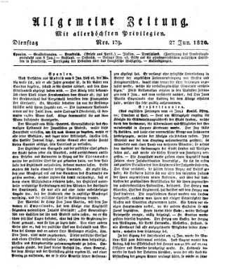 Allgemeine Zeitung Dienstag 27. Juni 1820