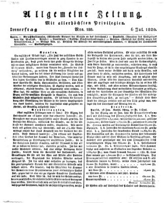 Allgemeine Zeitung Donnerstag 6. Juli 1820