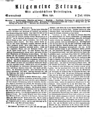 Allgemeine Zeitung Samstag 8. Juli 1820