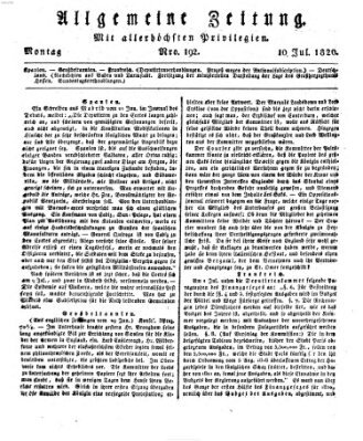 Allgemeine Zeitung Montag 10. Juli 1820