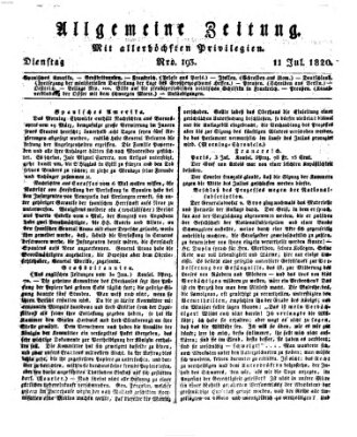 Allgemeine Zeitung Dienstag 11. Juli 1820