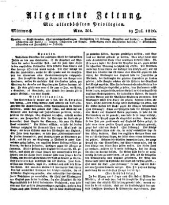 Allgemeine Zeitung Mittwoch 19. Juli 1820