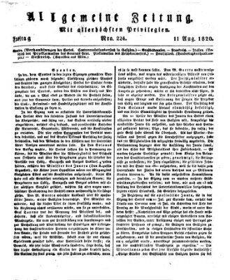 Allgemeine Zeitung Freitag 11. August 1820