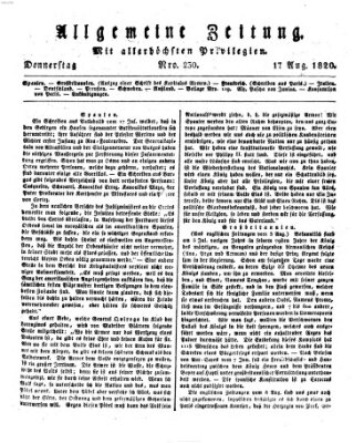 Allgemeine Zeitung Donnerstag 17. August 1820