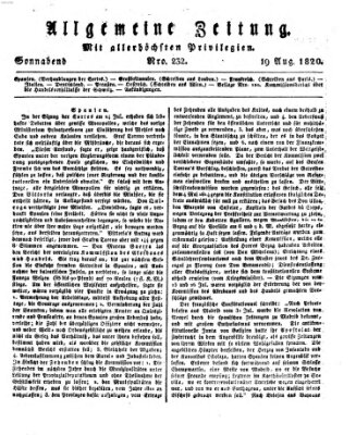 Allgemeine Zeitung Samstag 19. August 1820