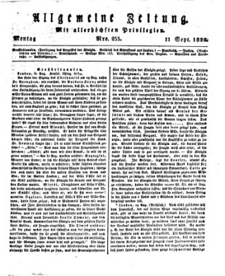 Allgemeine Zeitung Montag 11. September 1820