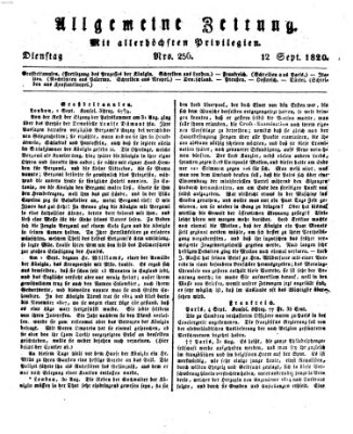 Allgemeine Zeitung Dienstag 12. September 1820