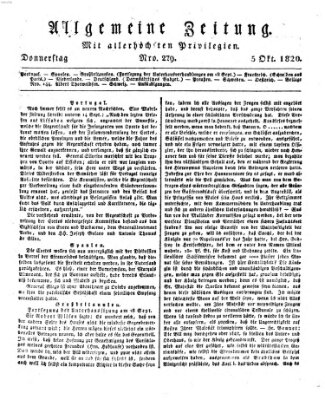 Allgemeine Zeitung Donnerstag 5. Oktober 1820