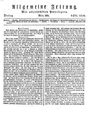 Allgemeine Zeitung Freitag 6. Oktober 1820