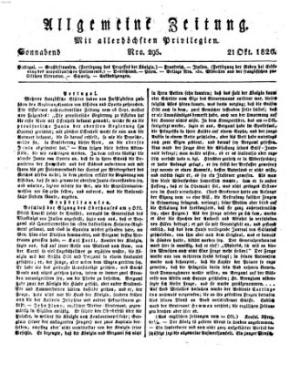 Allgemeine Zeitung Samstag 21. Oktober 1820