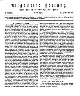 Allgemeine Zeitung Sonntag 22. Oktober 1820