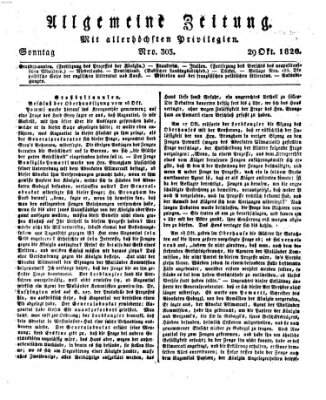 Allgemeine Zeitung Sonntag 29. Oktober 1820