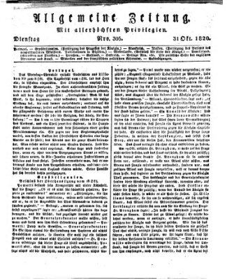 Allgemeine Zeitung Dienstag 31. Oktober 1820