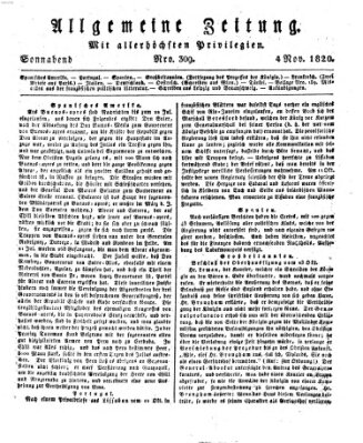 Allgemeine Zeitung Samstag 4. November 1820