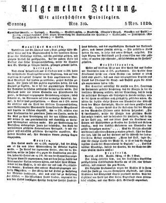 Allgemeine Zeitung Sonntag 5. November 1820