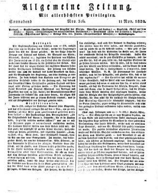 Allgemeine Zeitung Samstag 11. November 1820