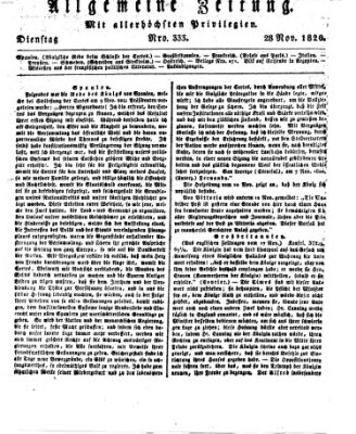 Allgemeine Zeitung Dienstag 28. November 1820