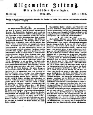 Allgemeine Zeitung Sonntag 3. Dezember 1820