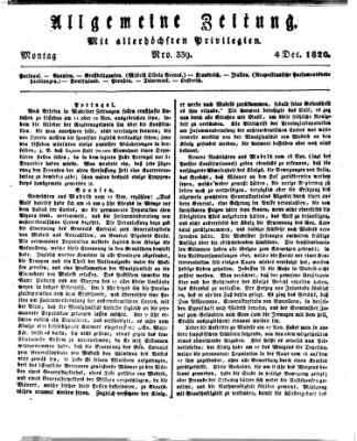 Allgemeine Zeitung Montag 4. Dezember 1820