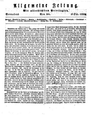 Allgemeine Zeitung Samstag 16. Dezember 1820