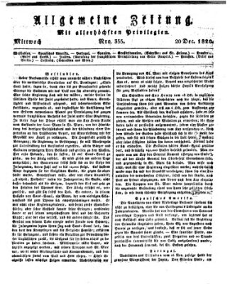 Allgemeine Zeitung Mittwoch 20. Dezember 1820