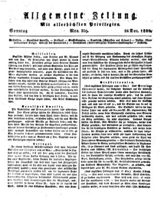 Allgemeine Zeitung Sonntag 24. Dezember 1820