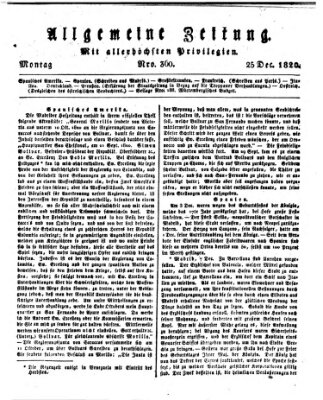 Allgemeine Zeitung Montag 25. Dezember 1820