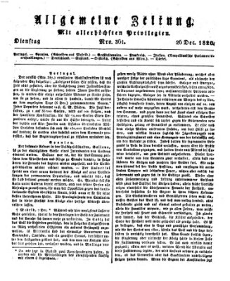 Allgemeine Zeitung Dienstag 26. Dezember 1820