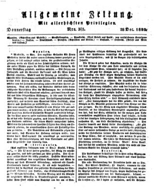 Allgemeine Zeitung Donnerstag 28. Dezember 1820