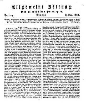 Allgemeine Zeitung Freitag 29. Dezember 1820