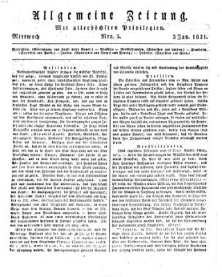 Allgemeine Zeitung Mittwoch 3. Januar 1821