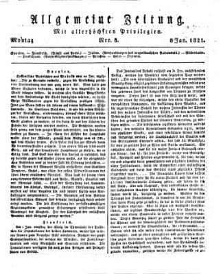 Allgemeine Zeitung Montag 8. Januar 1821