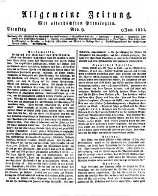 Allgemeine Zeitung Dienstag 9. Januar 1821