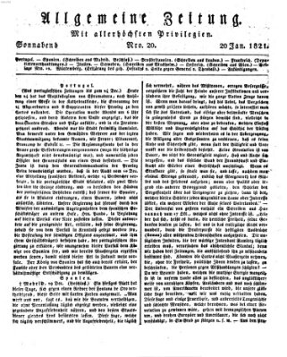 Allgemeine Zeitung Samstag 20. Januar 1821