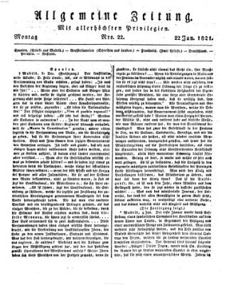 Allgemeine Zeitung Montag 22. Januar 1821