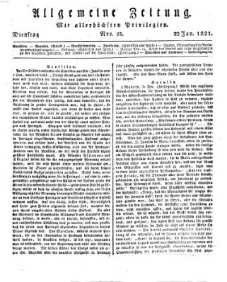 Allgemeine Zeitung Dienstag 23. Januar 1821