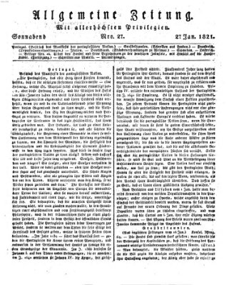 Allgemeine Zeitung Samstag 27. Januar 1821