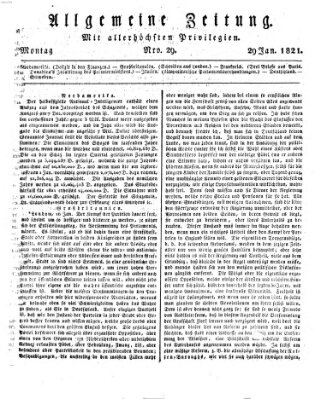 Allgemeine Zeitung Montag 29. Januar 1821