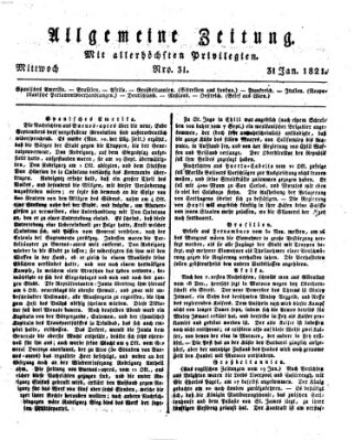 Allgemeine Zeitung Mittwoch 31. Januar 1821