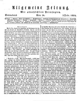 Allgemeine Zeitung Samstag 3. Februar 1821