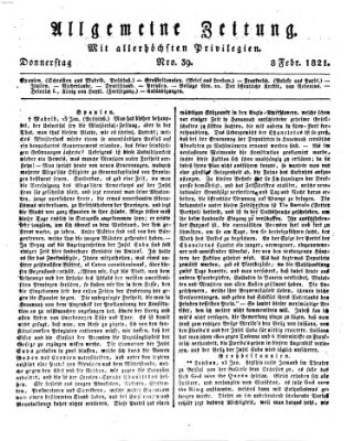 Allgemeine Zeitung Donnerstag 8. Februar 1821