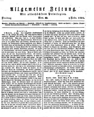 Allgemeine Zeitung Freitag 9. Februar 1821