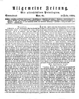 Allgemeine Zeitung Samstag 10. Februar 1821