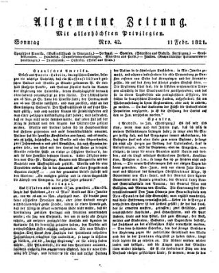 Allgemeine Zeitung Sonntag 11. Februar 1821