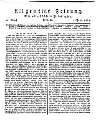 Allgemeine Zeitung Dienstag 13. Februar 1821