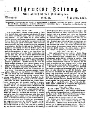 Allgemeine Zeitung Mittwoch 21. Februar 1821