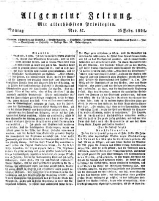 Allgemeine Zeitung Montag 26. Februar 1821