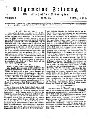 Allgemeine Zeitung Mittwoch 7. März 1821